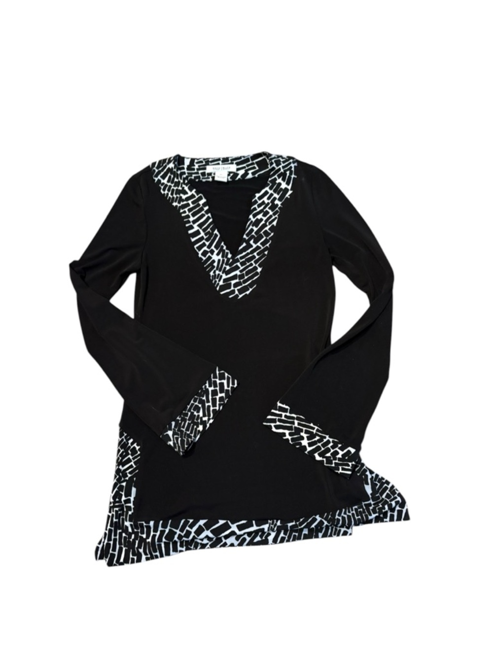 White House black market tunic top black white